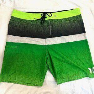 Hurley Men's Phantom 38W Boardshorts Surf Shorts Neon Green - Green with Black